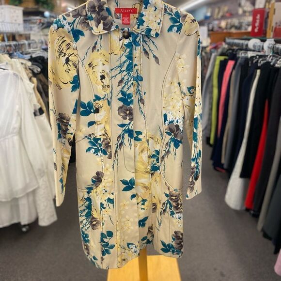A Line Small Yellow Spring Floral Coat - Picture 1 of 7